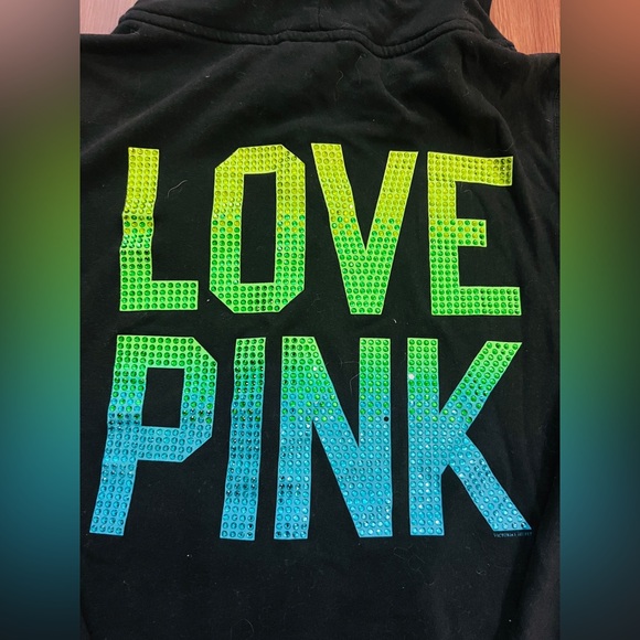 PINK VS RARE/HTF OMBRÉ RHINESTONE BLING HOODIE S - Picture 3 of 9